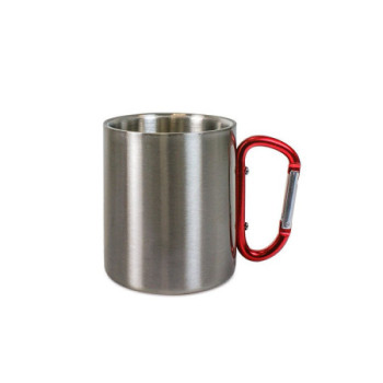 Edelstahltasse mit Karabiner inkl. Deckel & Druck